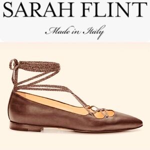 Sarah Flint Natacha Brown lace-up flats never worn 39.5